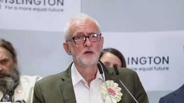 Jeremy Corbyn speaking being declared winner of the Islington North constituency. EPA