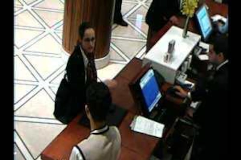 An image grab taken on February 16, 2010 from hotel surveillance camera footage, released by Dubai police, allegedly show a femal murder suspect checking into a hotel before the murder of Hamas militant Mahmud al-Mabhuh, who was found dead in his hotel room in Dubai on January 20, 2010. Dubai police named as suspects an 11-member hit team travelling on what are increasingly looking like fake European passports. ===RESTRICTED TO EDITORIAL USE===<br />AFP PHOTO/DUBAI POLICE/HO *** Local Caption ***  878539-01-08.jpg
