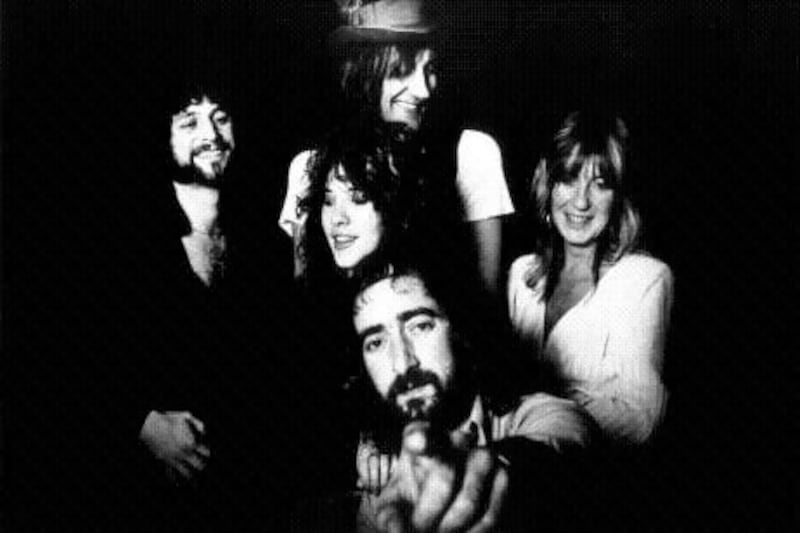 Fleetwood Mac, circa 1977. Clockwise from left: Buckingham, Fleetwood, McVie, John McVie and Nicks, centre. Getty 