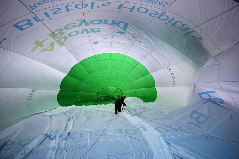 The Above and Beyond charity balloon is inflated in Queen Square.