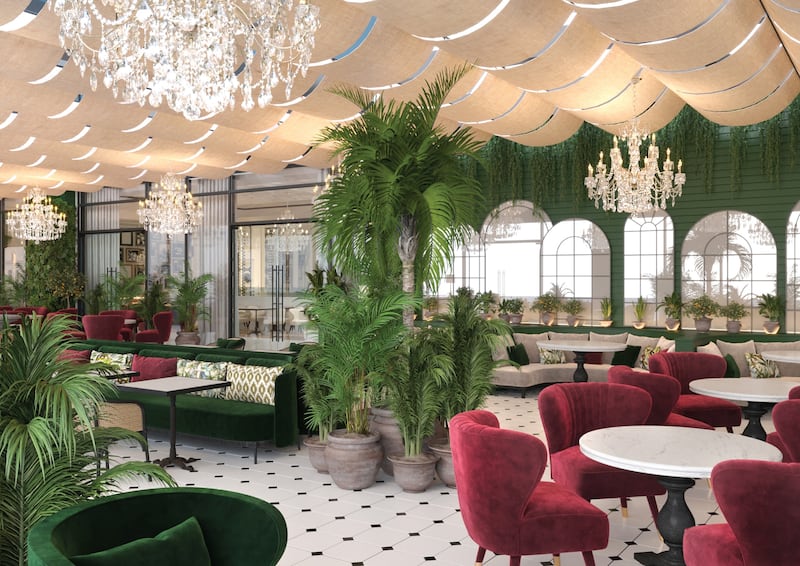 With verdant greens and deep red, the new La Serre will feel very Parisian.