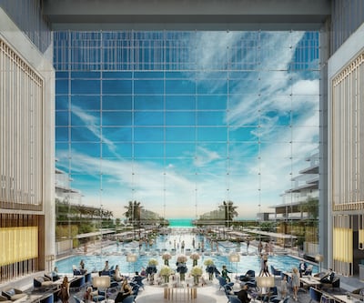 A rendering of the main lobby at Fixe Luxe in JBR. Photo: Five Hotels and Resorts