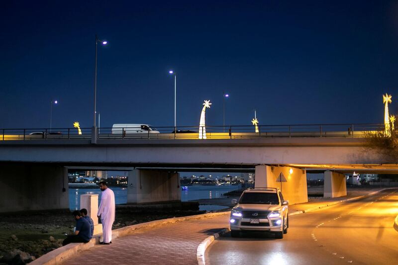 ABU DHABI, UNITED ARAB EMIRATES - May 3 2019.

Ramadan lights decorate Abu Dhabi's Maqta Bridge.

(Photo by Reem Mohammed/The National)

Reporter: 
Section: NA