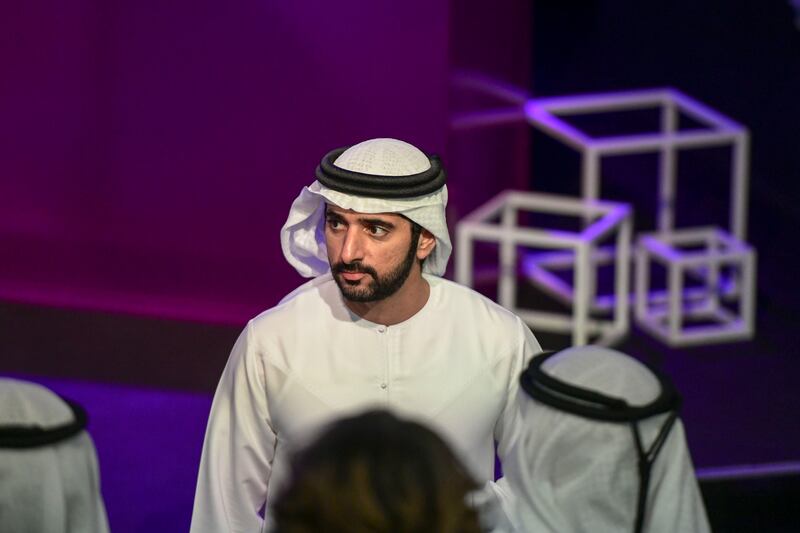 His Highness Sheikh Hamdan bin Mohammed bin Rashid Al Maktoum, Crown Prince of Dubai made an appearance at the Dubai Metaverse Assembly at Museum of Future. Khushnum Bhandari / The National
