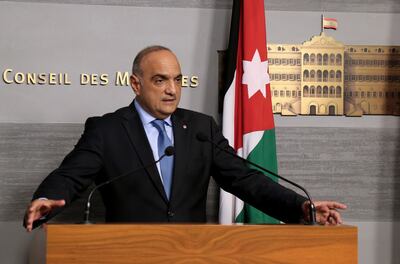 Jordanian Prime Minister Bisher Al Khasawneh speaks during a joint press conference with Lebanese Prime Minister Najib Mikati (not pictured) at the government palace in Beirut, Lebanon, 30 September 2021.  EPA
