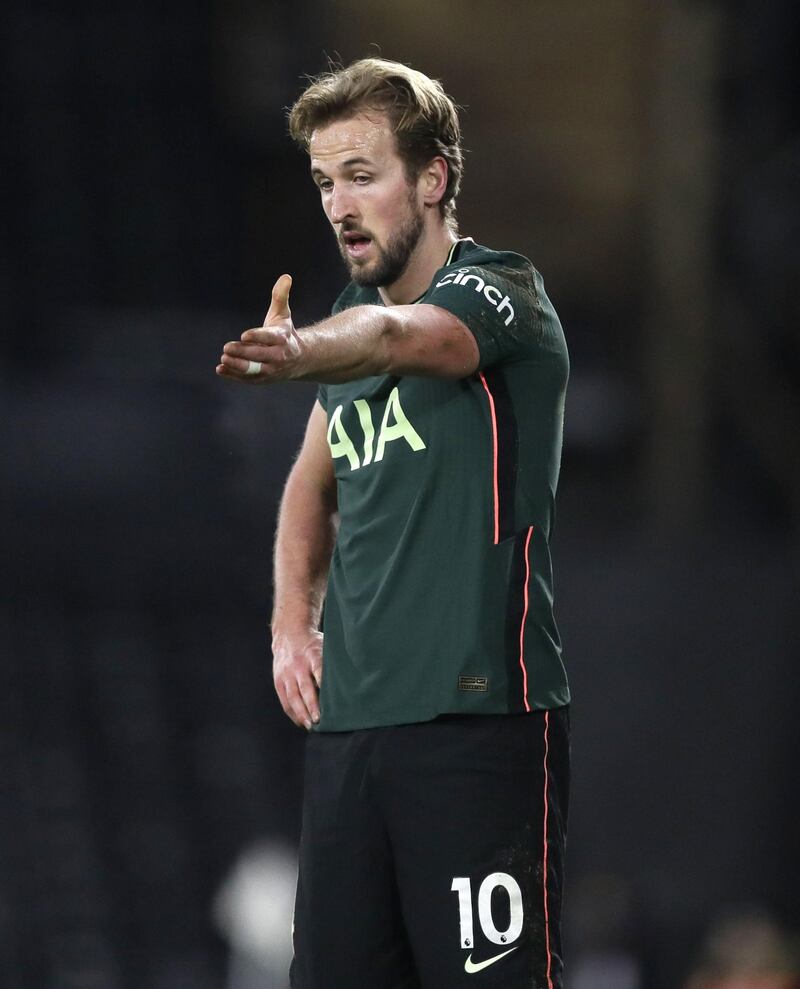 Tottenham Hotspur's Harry Kane during the Premier League match at Craven Cottage, London. Picture date: Thursday March 4, 2021. PA Photo. See PA story SOCCER Fulham. Photo credit should read: Kirsty Wigglesworth/PA Wire.

RESTRICTIONS: EDITORIAL USE ONLY No use with unauthorised audio, video, data, fixture lists, club/league logos or "live" services. Online in-match use limited to 120 images, no video emulation. No use in betting, games or single club/league/player publications.