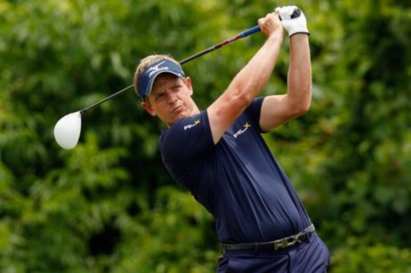 AVONDALE, LA - APRIL 29: Luke Donald of England hits his tee shot on the second hole during the final round of the Zurich Classic of New Orleans at TPC Louisiana on April 29, 2012 in Avondale, Louisiana.   Chris Graythen/Getty Images/AFP== FOR NEWSPAPERS, INTERNET, TELCOS & TELEVISION USE ONLY ==

