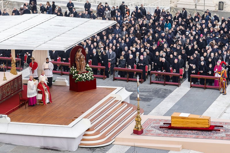 Pope Francis presides over the funeral ceremony of Pope Emeritus Benedict XVI in St Peter's Square in Vatican City. EPA