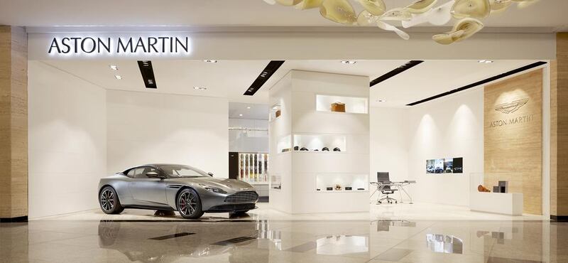 The new Aston Martin retail outlet in Avenue at Etihad Towers in Abu Dhabi. As well as a range of branded accessories, the outlet offers customers a more relaxed space in which to buy a car. Courtesy Aston Martin