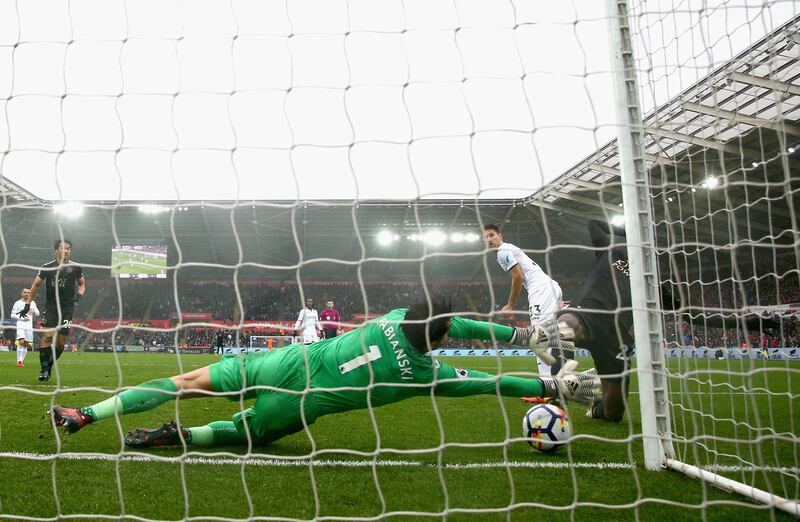 Goalkeeper:  Lukasz Fabianski (Swansea City) – Leicester City won their first game since sacking Craig Shakespeare. It finished 2-1. It would have been a rout but for Fabianski. Michael Steele / Getty Images