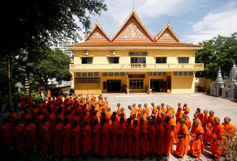 Sambor Prei Ku, Phnom Penh, Cambodia. Buddhist monks prayed at a pagoda after the archaeological site was added to UNESCO's world heritage list on July 10. The "temple in the richness of the forest” in the Khmer language, was identified by UNESCO as Ishanapura, the capital of the Chenla Empire that flourished in the late 6th and early 7th centuries CE. The art and architecture developed there became models for other parts of the region and lay the ground for the unique Khmer style of the Angkor period.
Reuters / Samrang Pring