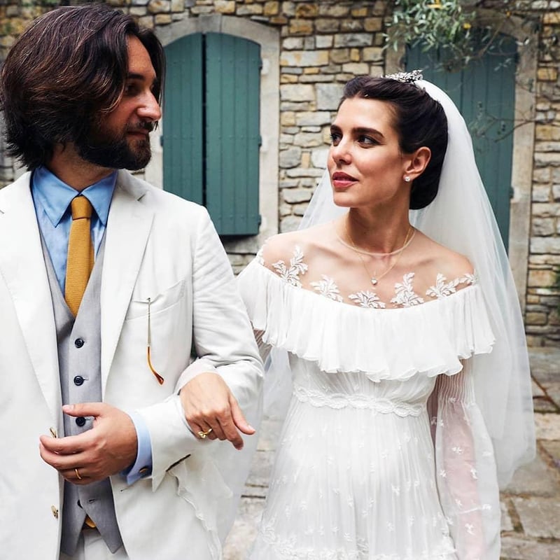Charlotte Casiraghi wore Giambattista Valli to marry Dimitri Rassam in the couple's second wedding ceremony. Instagram / Charlotte Casiraghi 