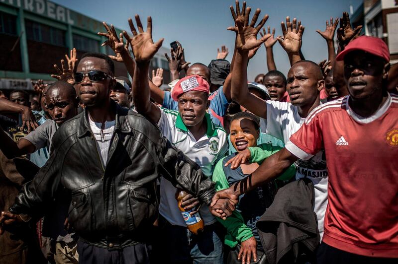Supporters of the opposition party Movement for Democratic Change (MDC), protest against alleged widespread fraud by the election authority. AFP