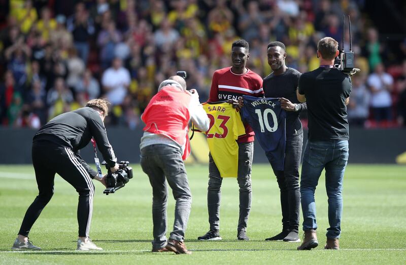 Ismaila Sarr and Danny Welbeck: Watford’s new signings were not involved in the matchday squad as their side lost 3-0 at home to Brighton. PA Wire