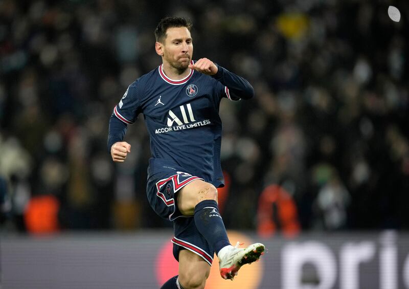 PSG's Lionel Messi celebrates. AP