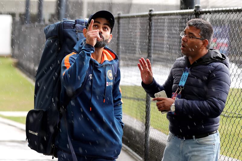 India's Virat Kohli arrives for net practice session. AFP