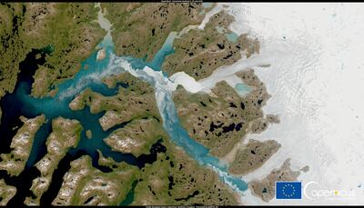 A satellite image shows Nuuk Fjord in Greenland. Reuters