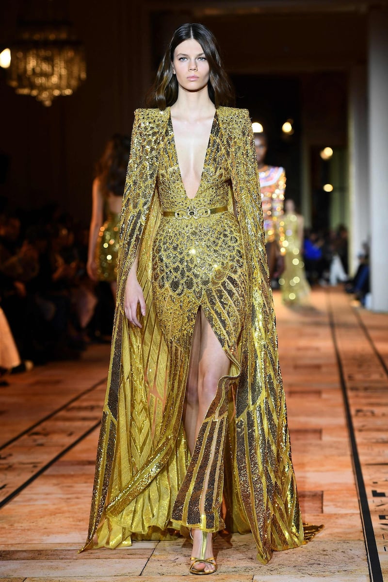 A look by Zuhair Murad during his spring / summer 2020 haute couture show in Paris, on January 22, 2020. AFP