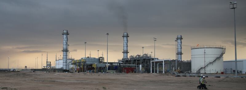 A view of West Qurna oilfield is seen in Basra, southeast of Baghdad, on March 11, 2014. Production from Iraq's giant West Qurna-2 oilfield will lift national output to 4 million barrels per day (bpd) by the end of the year, oil minister Abdul Kareem Luaibi said. Courtesy Lukoil