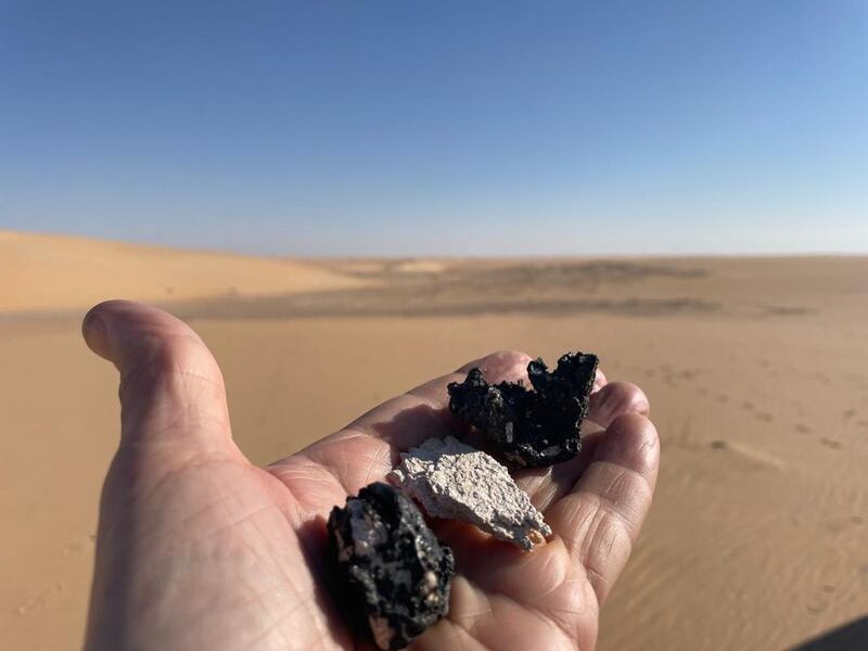 Volcanic rock at the Al Wabar craters in the Empty Quarter desert