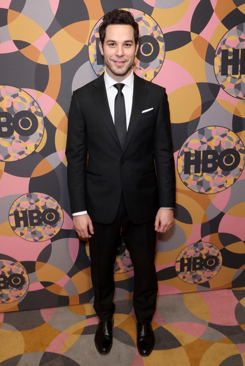 Skylar Astin arrives at the HBO Golden Globes afterparty at the Beverly Hilton Hotel on January 5, 2020. AP