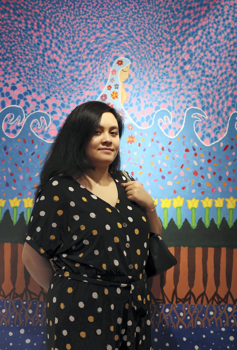 Dubai, United Arab Emirates - November 30, 2020: Mother earth by Mariam Ismail. Mawaheb, an art studio for people with disabilities, hosts its final exhibition before it closes. Monday, November 30th, 2020 in Dubai. Chris Whiteoak / The National
