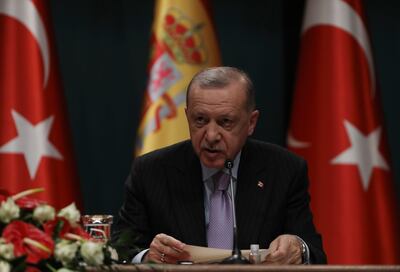 Turkey's President Recep Tayyip Erdogan. AP 