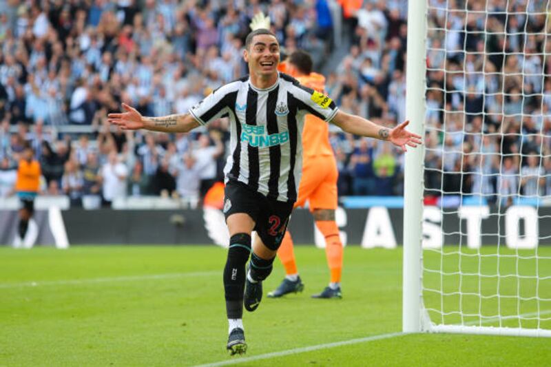 Miguel Almiron after his goal. Getty