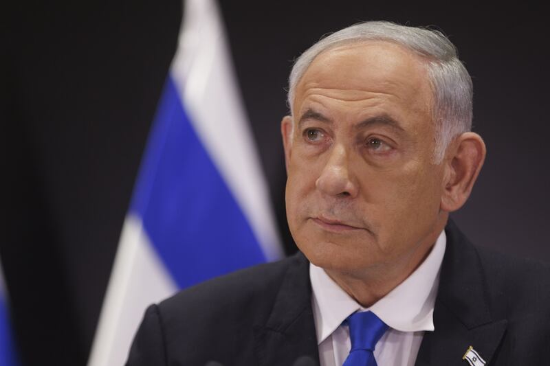 Benjamin Netanyahu, Israel's Prime Minister, at the news conference in Tel Aviv on Monday. Bloomberg
