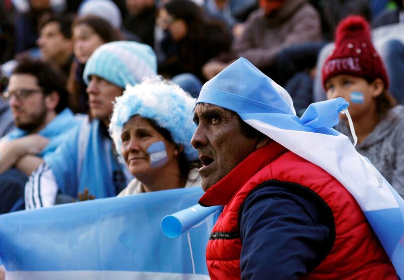 Argentina's fans watch a broadcast of the Argentina v Croatia match in Buenos Aires. Martin Acosta / Reuters