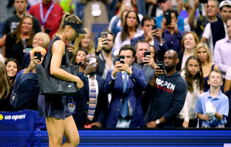 Maria Sharapova of Russia leaves the court. AFP