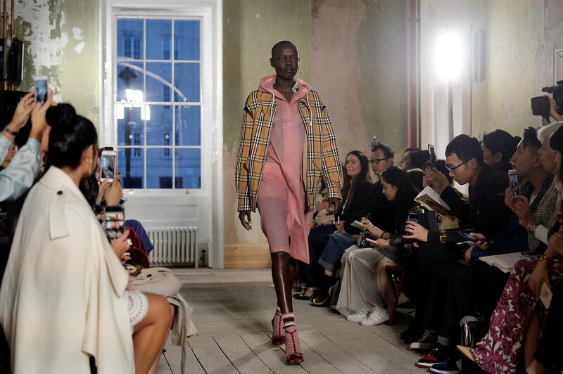 A model presents a creation at the Burberry Spring/Summer 2018 show at London Fashion Week in London. Mary Turner / Reuters