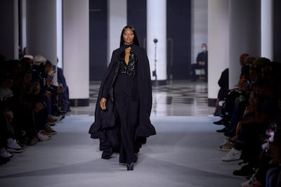 Naomi Campbell closes Lanvin's spring-summer 2022 fashion show. AFP