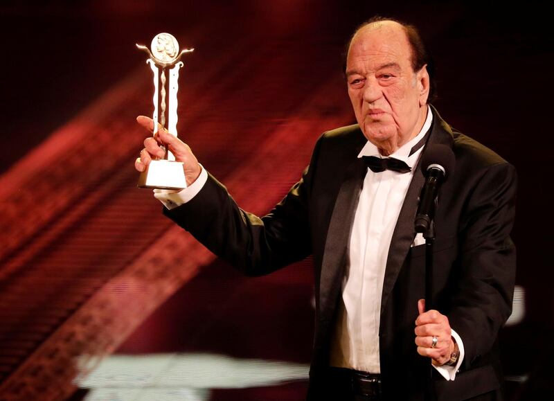 Egyptian actor Hassan Hosny speaks after receiving an award during the opening ceremony of the 40th edition of the Cairo International Film Festival at the Opera House in Cairo, Egypt November 20, 2018. Picture taken November 20, 2018. REUTERS/Amr Abdallah Dalsh