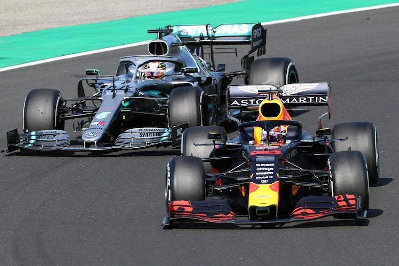 Hamilton pressured Verstappen for much of the race and passed him on Lap 67. AFP
