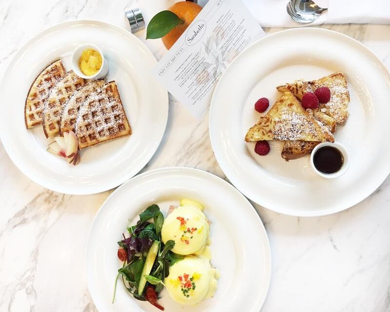 French toast, waffles and eggs benedict from the brunch menu at Sarabeth’s Dubai. Photo by Hafsa Lodi 