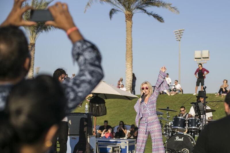 The Nya & Groovebusters band performs at the National Day event on Yas Island. Mona Al Marzooqi/ The National