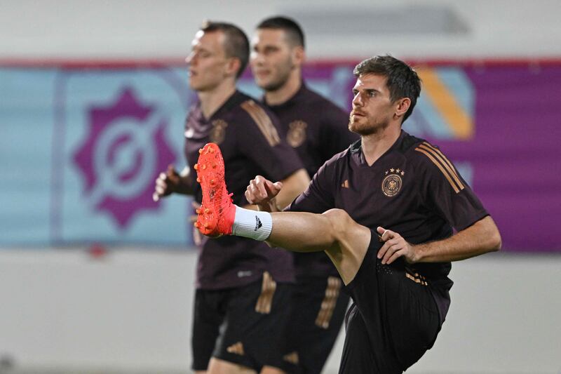 Midfielder Jonas Hofmann takes part in the training session
in Al Shamal, north of Doha. AFP
