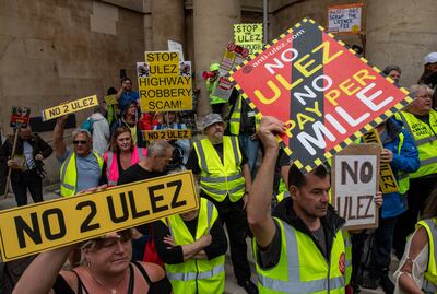 Protesters against expanding London's ultra low emission zone which cost Labour a by-election win. Getty Images