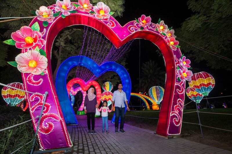  DUBAI, UNITED ARAB EMIRATES- Dubai Garden Glow opens to the public with diffrent lights on display.  Leslie Pableo for The National