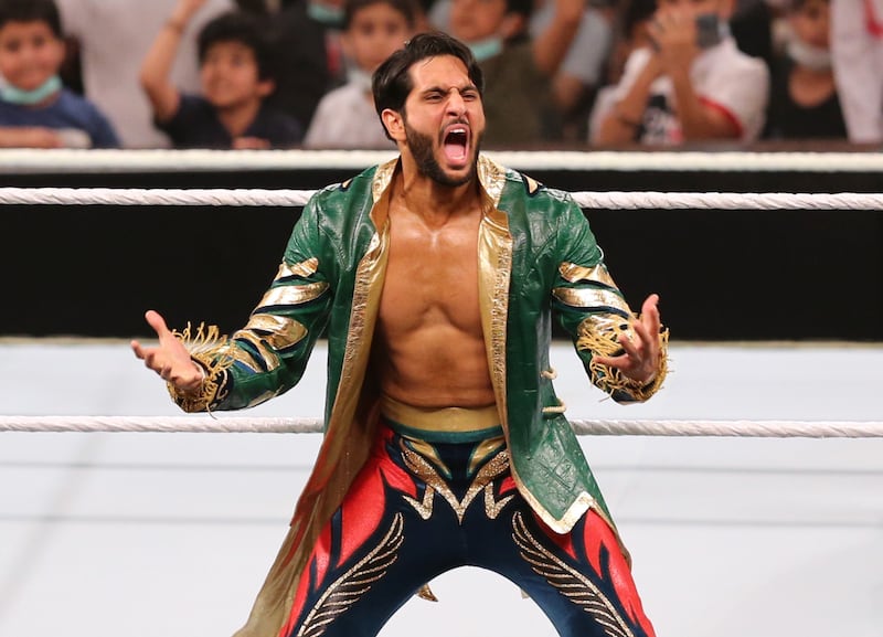WWE has released Saudi Arabian wrester Mansoor, pictured at the Crown Jewel event in Riyadh in 2021. Reuters