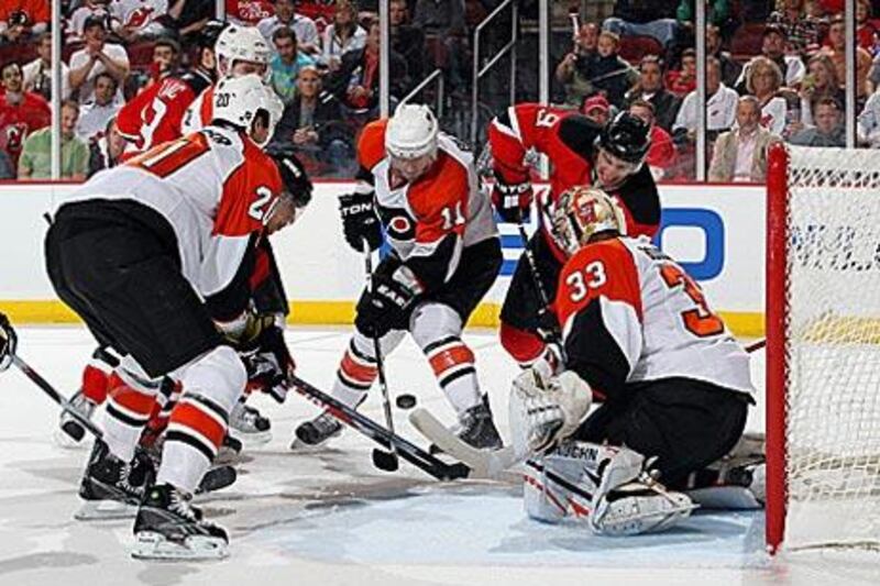 The Philadelphia Flyers finished off the New Jersey Devils in five games to advance.