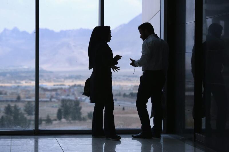  A couple argues in the new Isfahan City Center shopping mall in Isfahan.