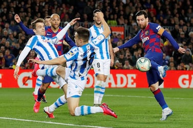 Barcelona's Lionel Messi shoots at goal during his team's 1-0 La LIga win over Real Sociedad at Camp Nou in March. Reuters