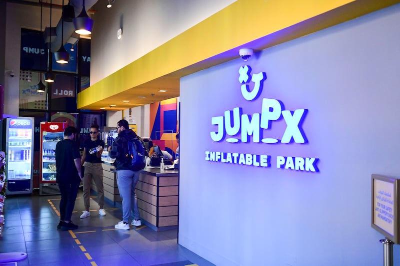 The new JumpX inflatable park is open at Dubai Parks & Resorts. All photo: Khushnum Bhandari / The National