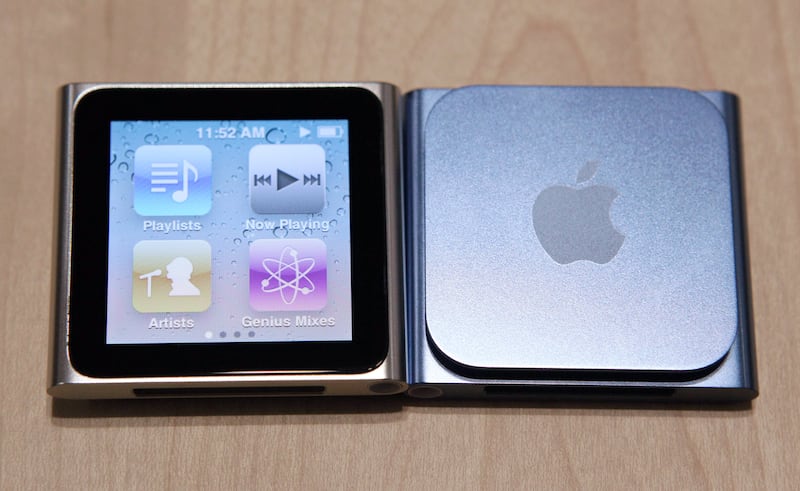 The Apple iPod Nano 6th generation was released September 1, 2010. It was goodbye click wheel and hello touch screen. The camera was removed, while it was sold in seven colors, in capacities of 8 and 16 GB, for $149 and $179, respectively. Photo: Getty Images