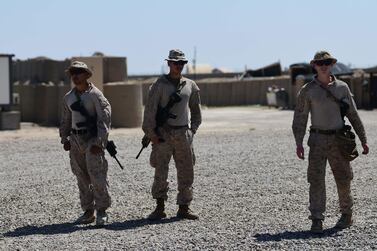 US soldiers stand guard at Al Taqaddum air base, in western Baghdad. EPA