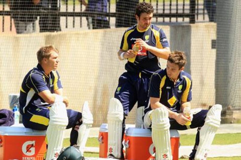 David Warner, left, Ed Cowan, centre, and Shaun Marsh are all left-handed batsmen who have been scoring a lot of runs in recent times, prompting the selectors to pick them for the Test series.