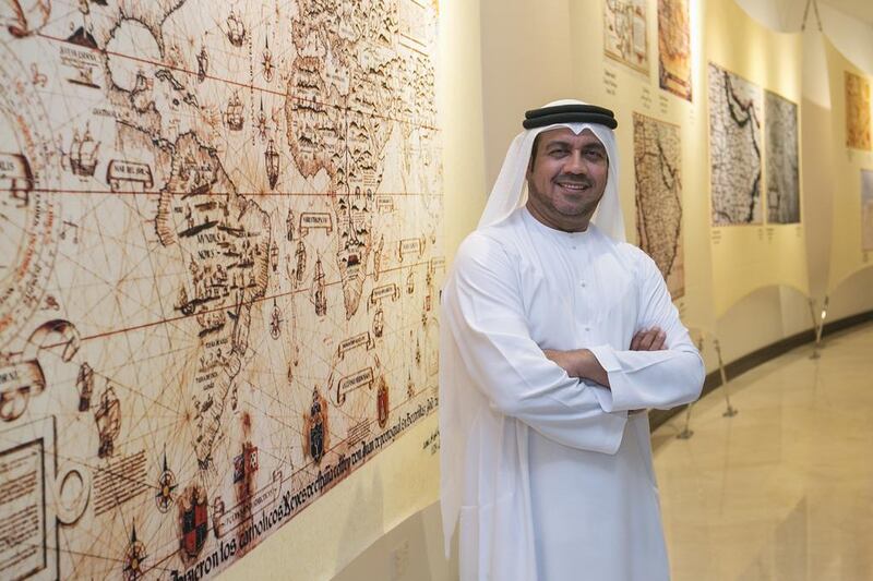 Dr Abdulla El Reyes, left, the director general of the National Archives. Mona Al Marzooqi / The National