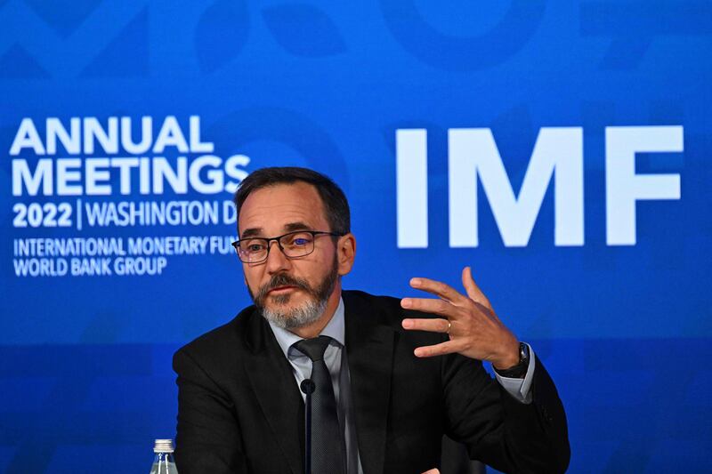 Pierre-Olivier Gourinchas, IMF chief economist, said 'for many people 2023 will feel like a recession'. AFP